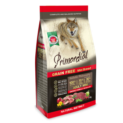 Primordial Holistic Dog Adult, Hrana Uscata pentru Caine Talie Mica, cu Miel si Mistret, Fara Cereale, 2kg / 6kg