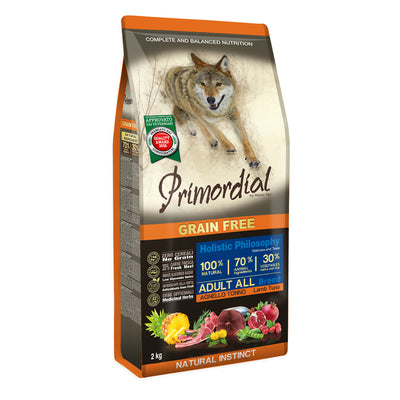 Primordial Holistic Dog Adult, Hrana Uscata pentru Caine, cu Miel si Ton, Fara Cereale, 2kg / 12kg