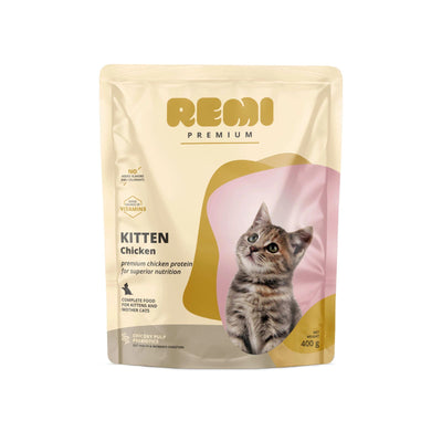 REMI Premium Kitten cu Pui, Hrana Uscata Completa pentru Pisoi (1-12 luni), 400g / 1.5kg / 8kg