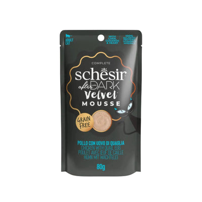 Schesir After Dark, Hrana Umeda pentru Pisici Adult, Mousse cu Pui, Organe si Ou de Prepelita, Fara Cereale, 80g