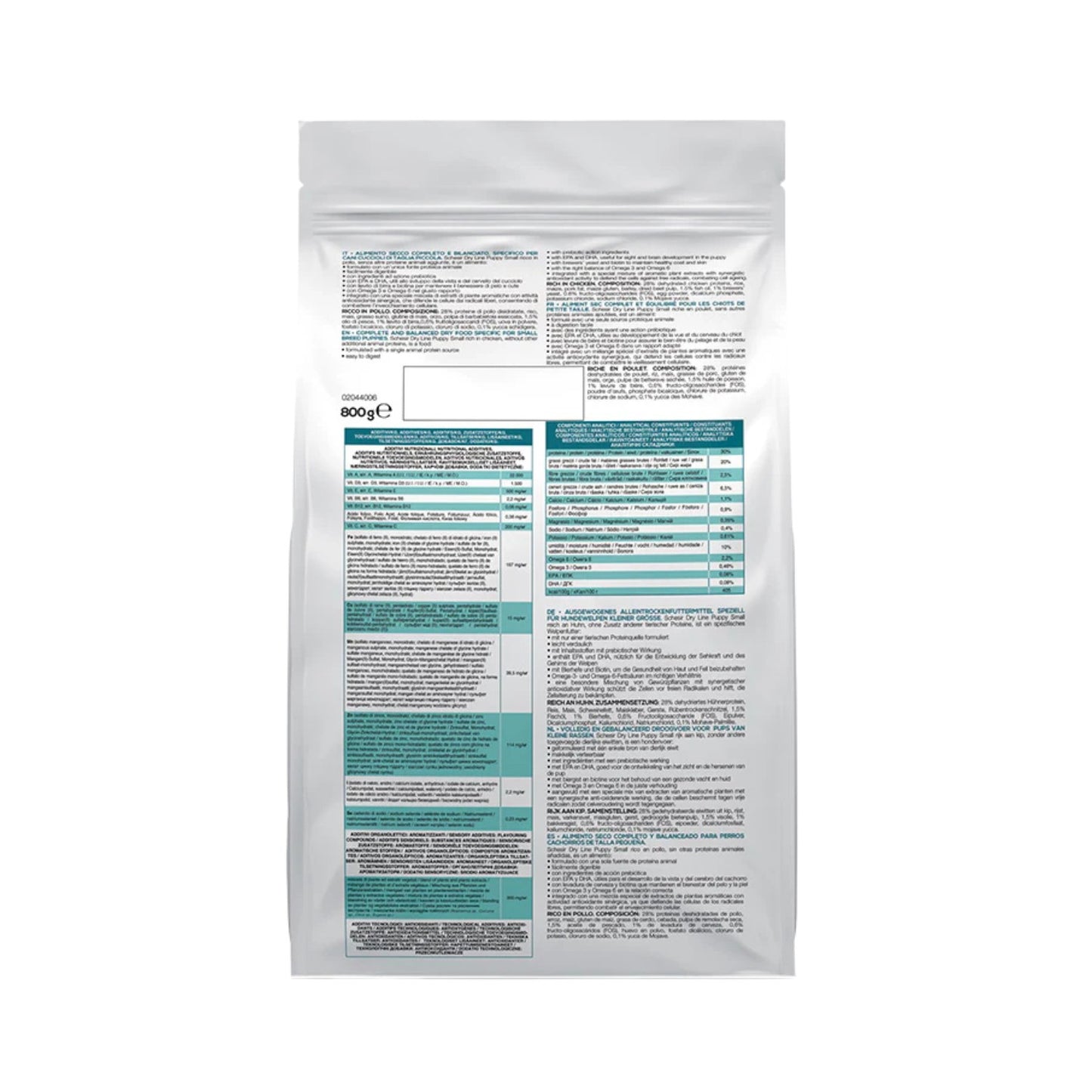 Schesir Small Puppy Monoprotein cu Pui, Hrana Uscata pentru Caini Junior de Talie Mica 800g