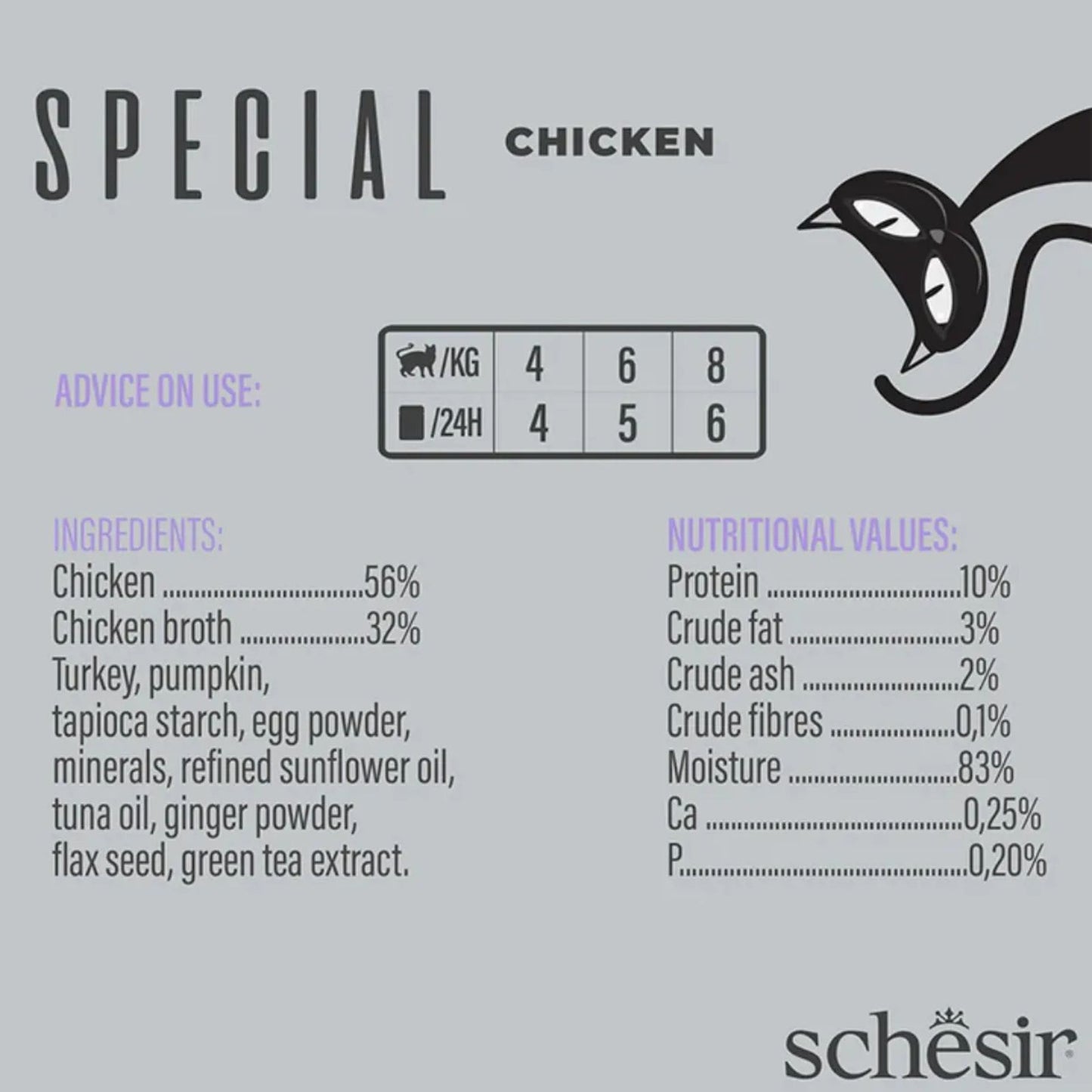 Schesir Special Light, Hrana Umeda pentru Pisici Adult, Mousse cu Pui si Curcan, Controlul Greutatii, Fara Cereale, 70g