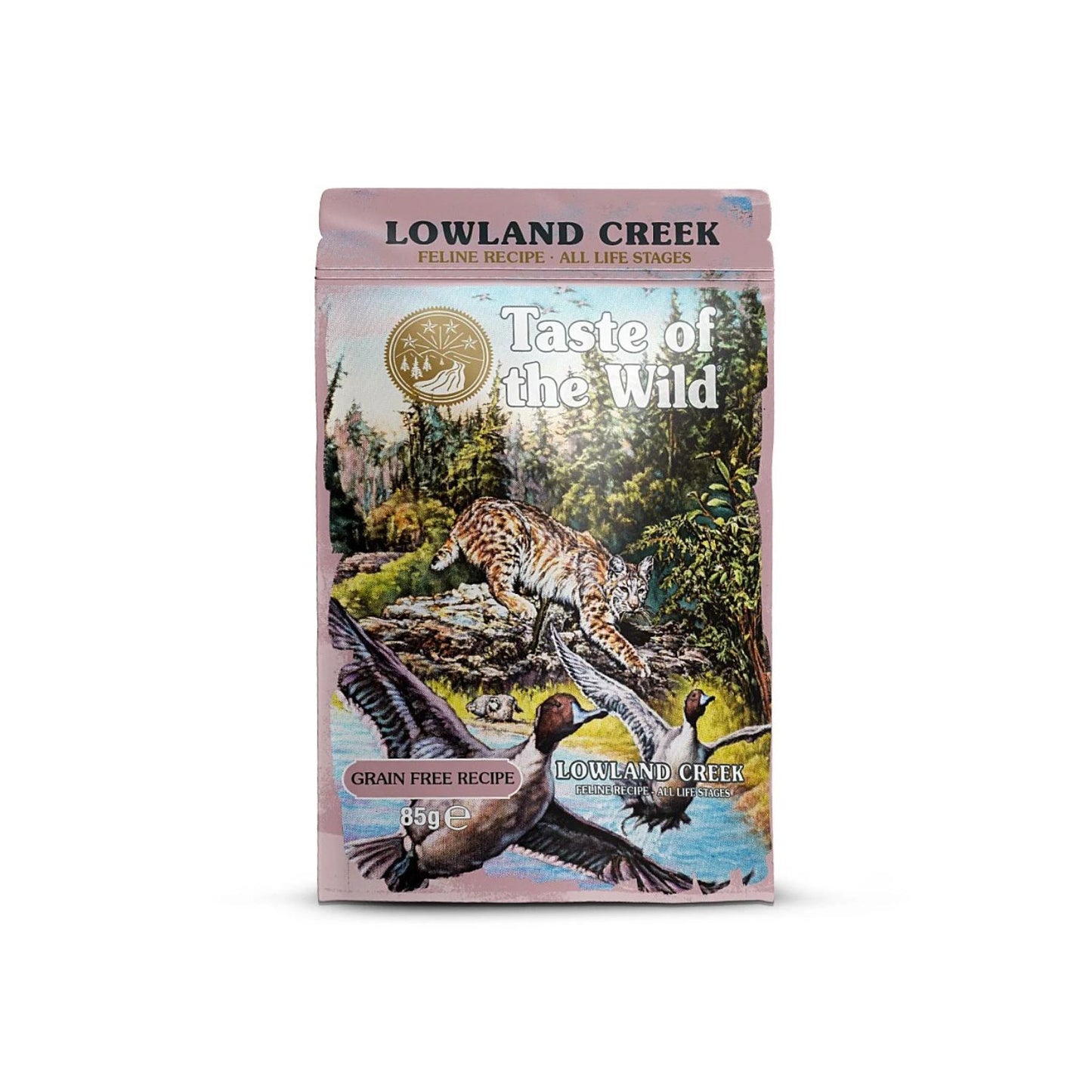 Taste of the Wild Lowland Creek, Hrana Umeda pentru Pisici, Toate Etapele Vietii, Bucati in Sos cu Curcan, Pui si Rata, 85g