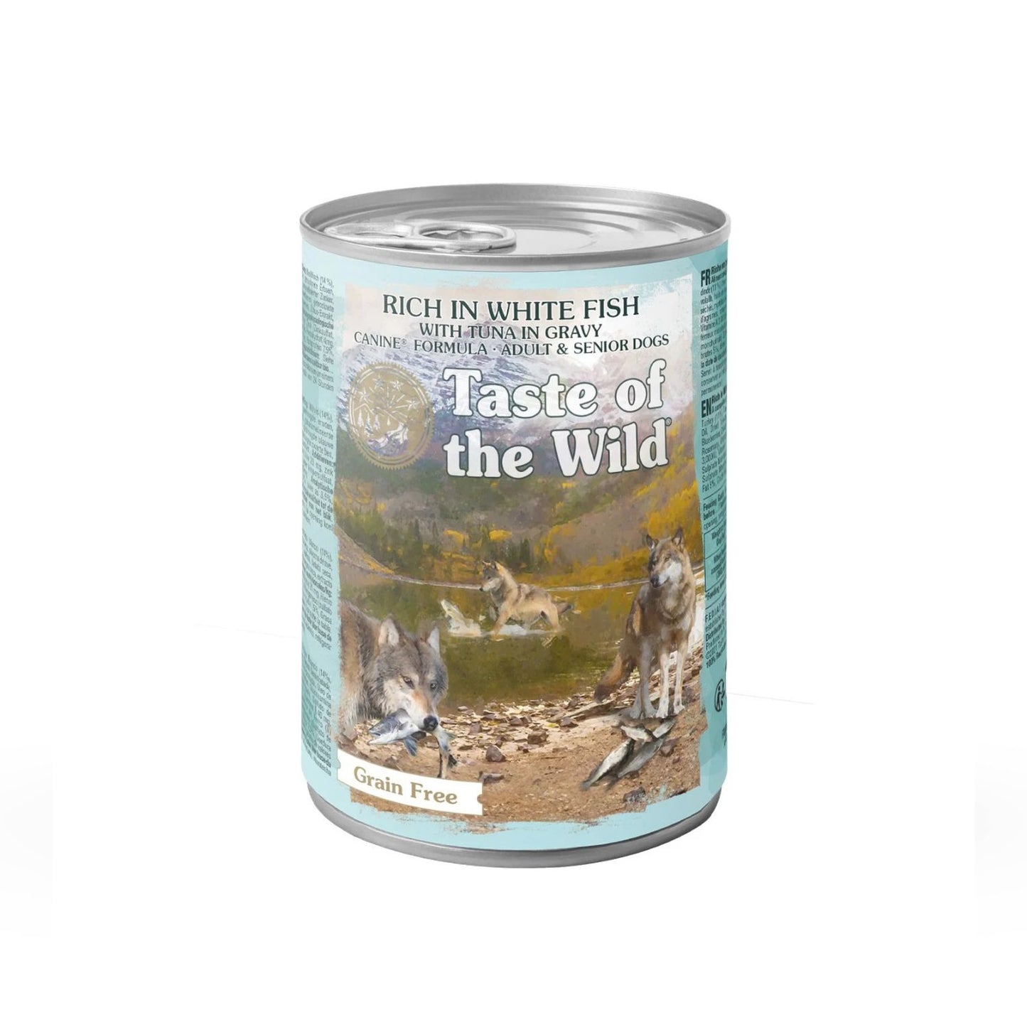 Taste of the Wild, Hrana Umeda pentru Caini Adult si Senior, cu Peste Alb si Ton in Sos, Fara Cereale, 390g