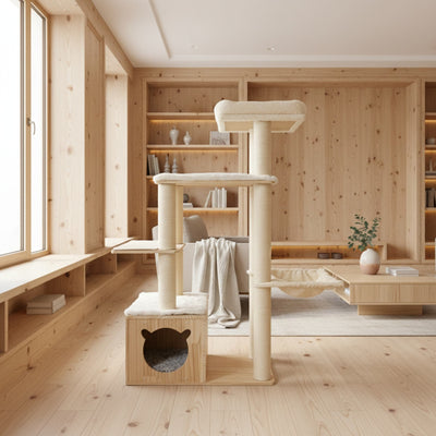Meraki Home, Ansamblu pentru Pisici, Realizat din Lemn, NORDIC PINE