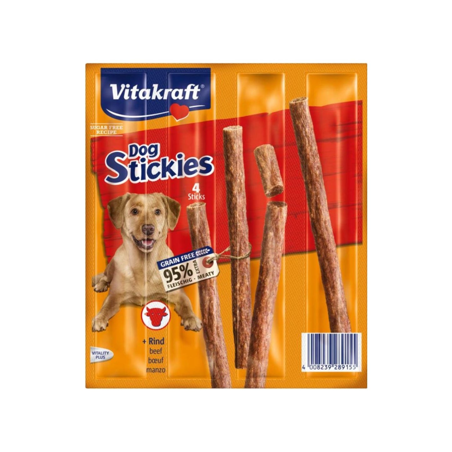 Vitakraft Beef Stickies, Recompense pentru Caini cu Vita, 4 bucati, 44g