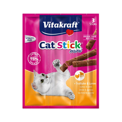 Vitakraft Cat Stick Mini, Recompense pentru Pisici cu Miel si Curcan, 18g