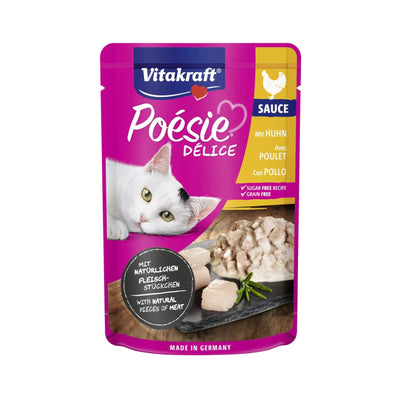 Vitakraft Poesie Delice Sauce, Hrana Umeda pentru Pisici cu File de Pui in Sos, Plic 85g