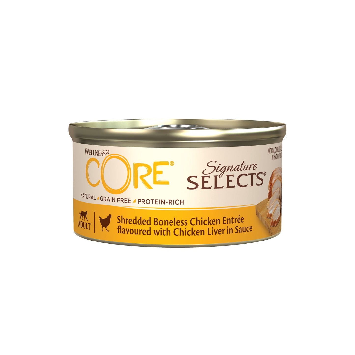 Wellness CORE Signature Selects, Hrana Umeda pentru Pisici cu Pui si Ficat in Sos, Fara Cereale, Conserva, 79g