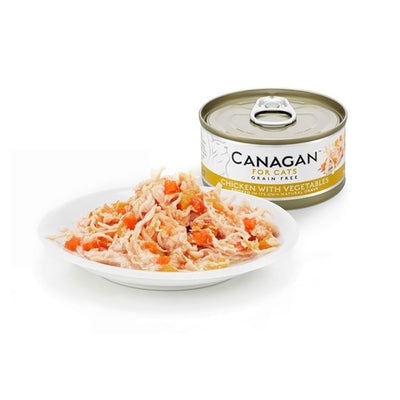 Canagan Chicken with Vegetables Conserva, Hrana Umeda pentru Pisici, Adult si Junior, cu Pui si Legume, Fara Cereale, 75g