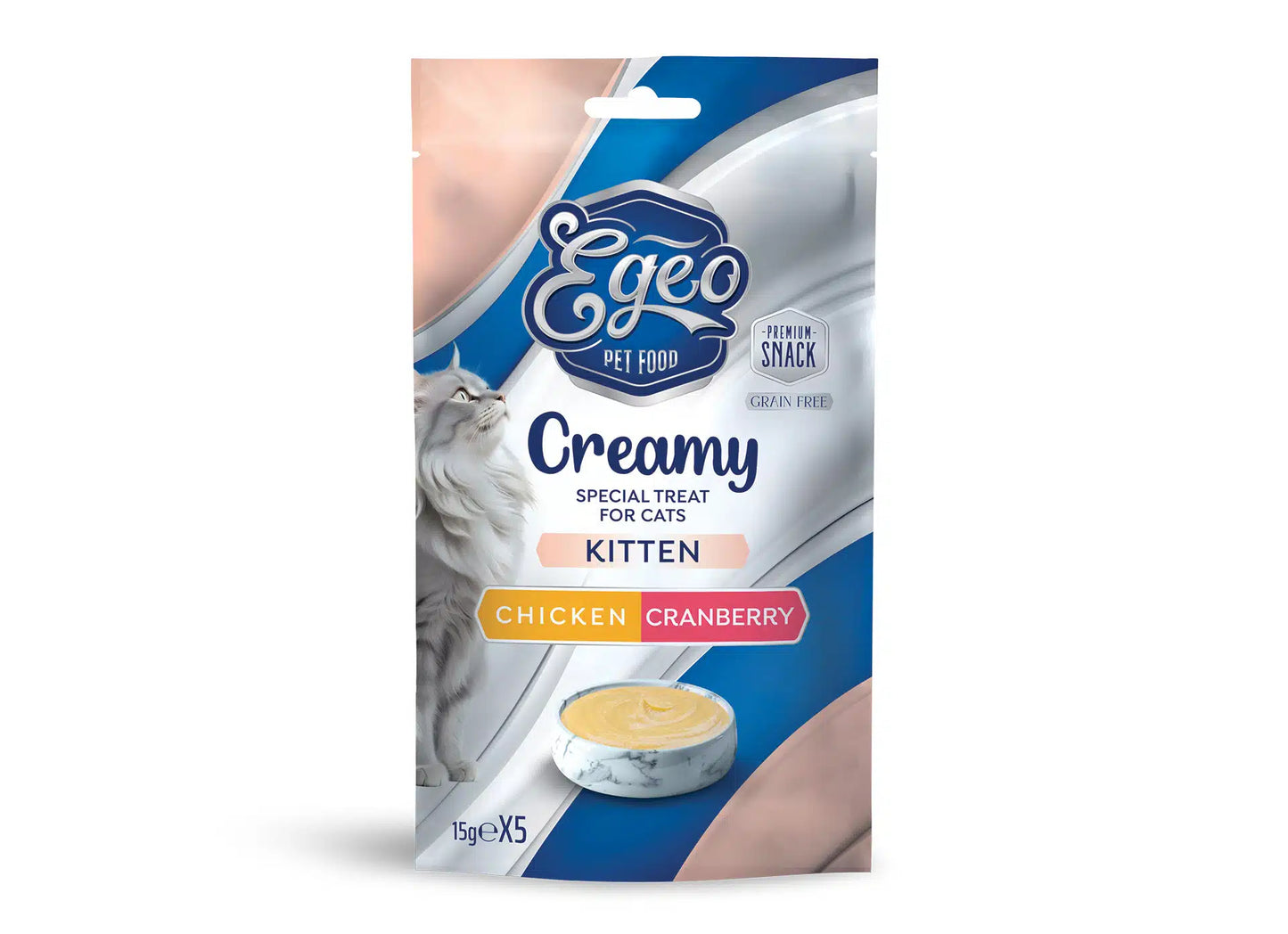 Cremă cu pui si catnip pt kitten (Creamy Chicken & Catnip 5x15gr) 75 gr