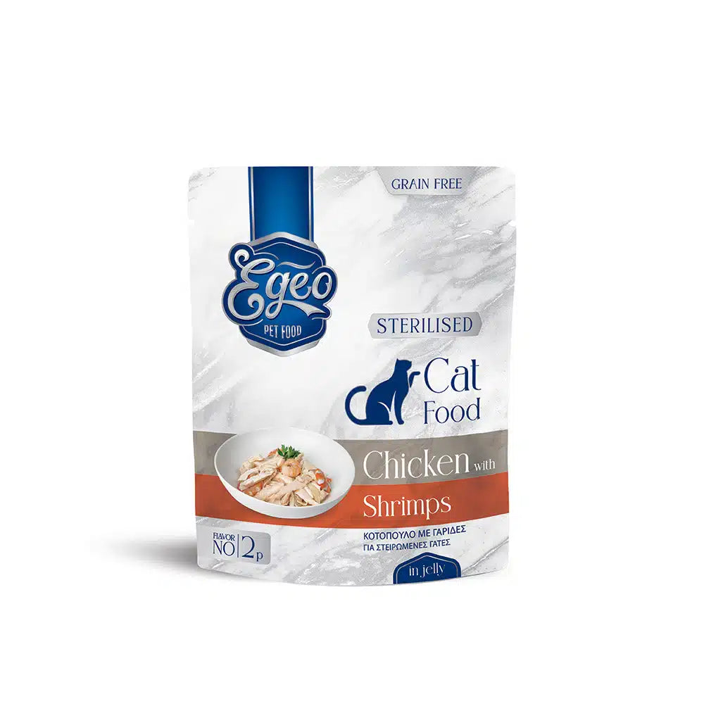EGEO Cat Sterilizat Pui cu Creveti in jeleu 85g