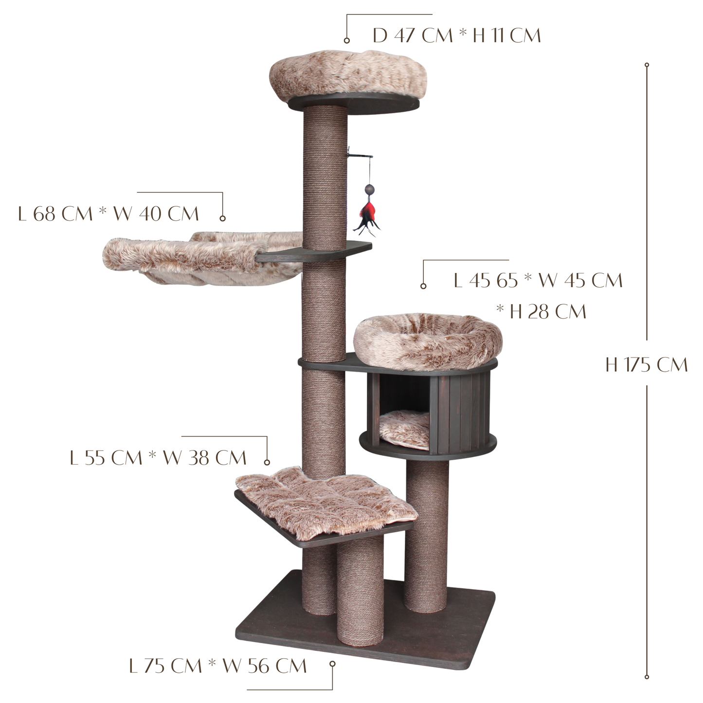 Meraki Home, Ansamblu pentru Pisici, Realizat din Lemn, ESPRESSO CLOUD LARGE