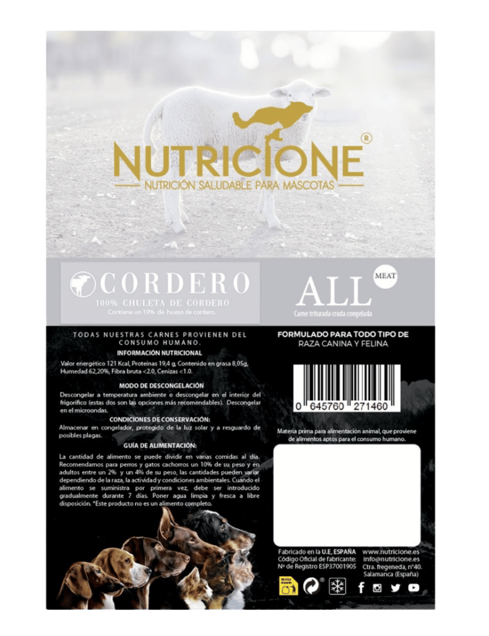 BARF 100% carne de miel – etichetă produs 1 kg