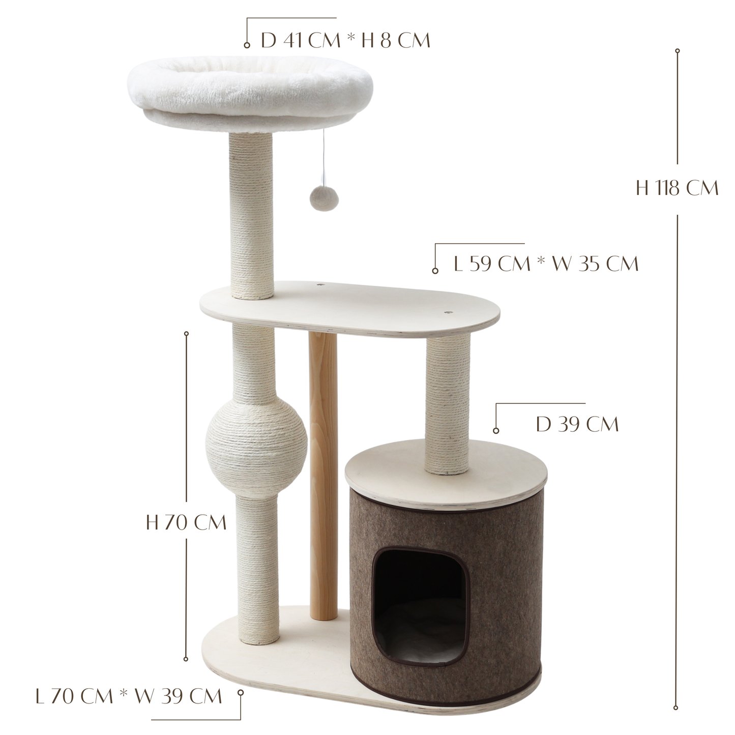 Meraki Home, Ansamblu pentru Pisici, Realizat din Lemn, IVORY HAVEN