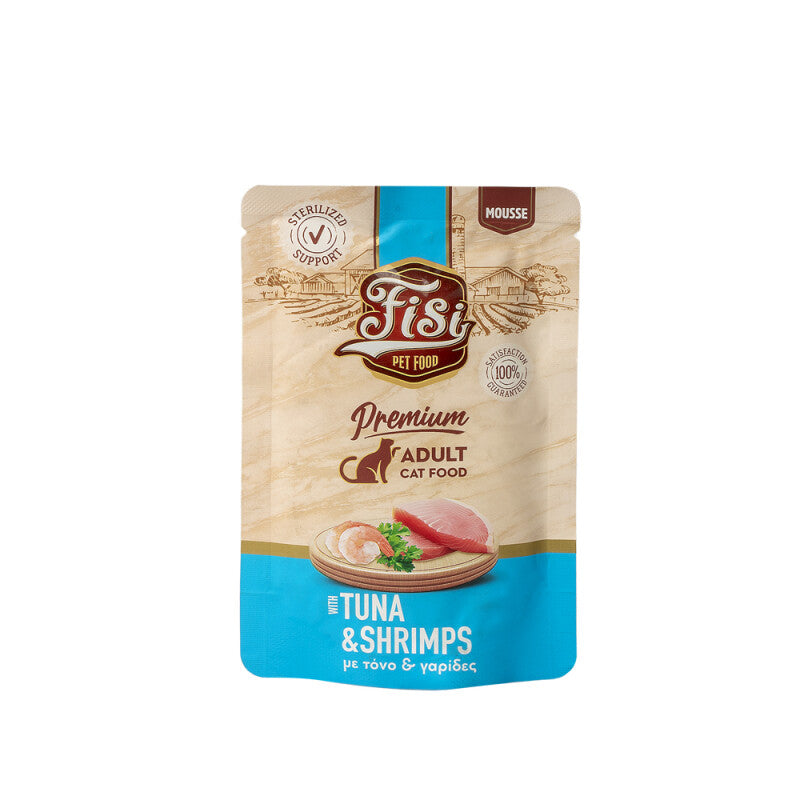 Mousse cu Ton & Creveti pt pisici adulte - plic 80gr