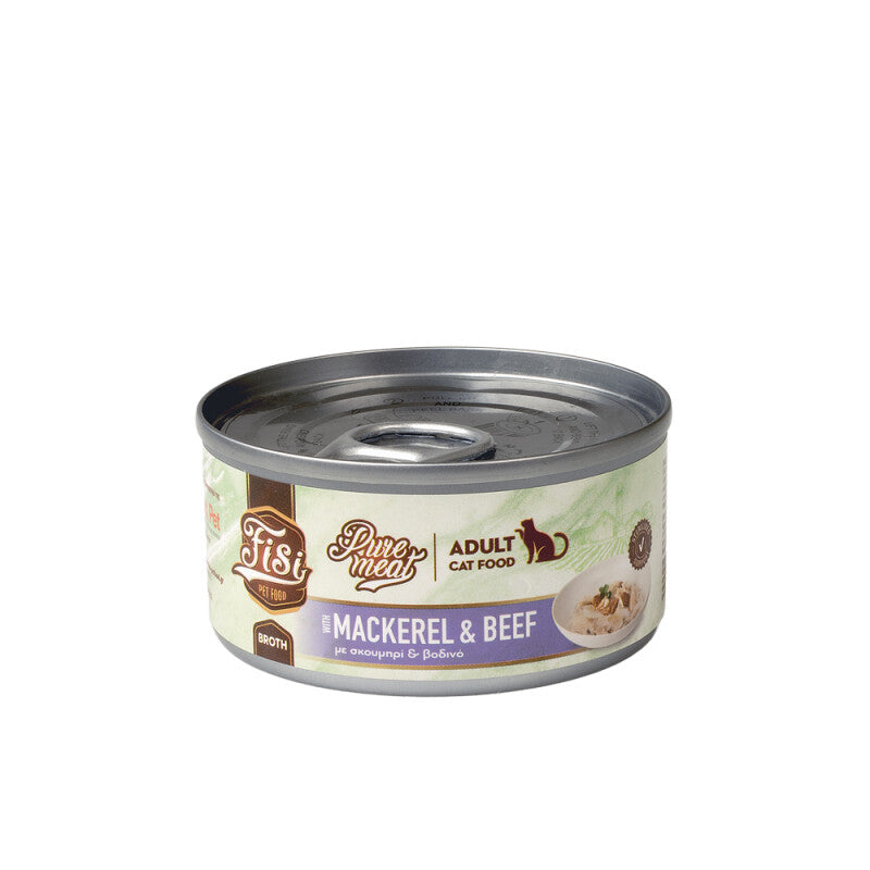 Pure Meat Cat Adult cu Macrou & Vita 80gr