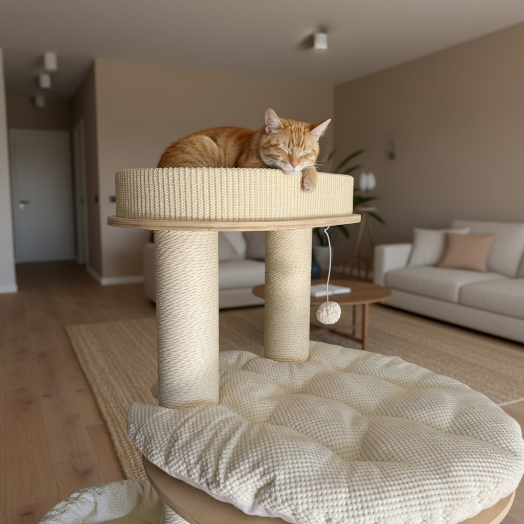 Meraki Home, Ansamblu pentru Pisici, Realizat din Lemn, IVORY LOFT TOWER