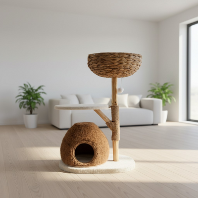 Meraki Home, Ansamblu pentru Pisici, Inspirat din Natura, NATURAL COCONUT NEST