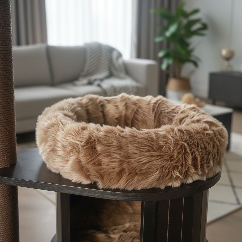 Meraki Home, Ansamblu pentru Pisici, Realizat din Lemn, ESPRESSO CLOUD SMALL
