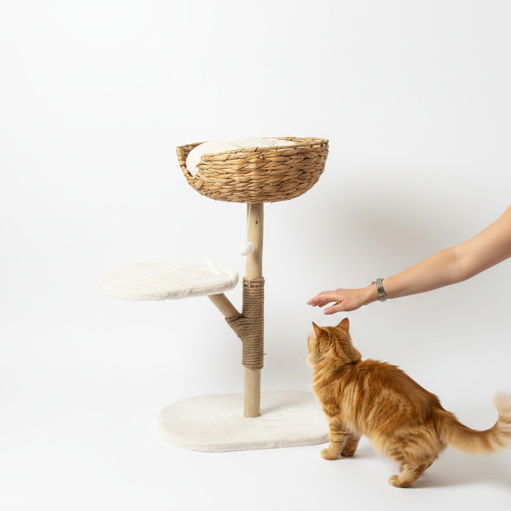 Meraki Home, Ansamblu pentru Pisici, Realizat din Ramuri Naturale, WOVEN SINGLE NEST