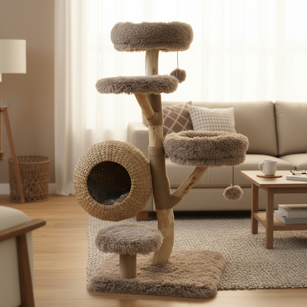 Meraki Home, Ansamblu pentru Pisici, Realizat din Ramuri Naturale, WOODLAND COCOON