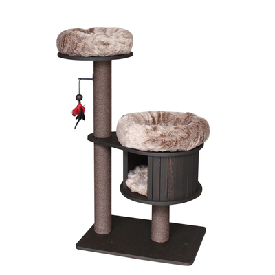Meraki Home, Ansamblu pentru Pisici, Realizat din Lemn, ESPRESSO CLOUD SMALL