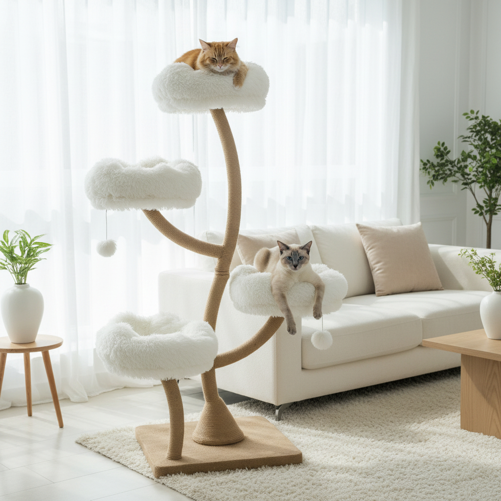 Meraki Home, Ansamblu pentru Pisici, Structura Solida din Metal, DAISY CANOPY