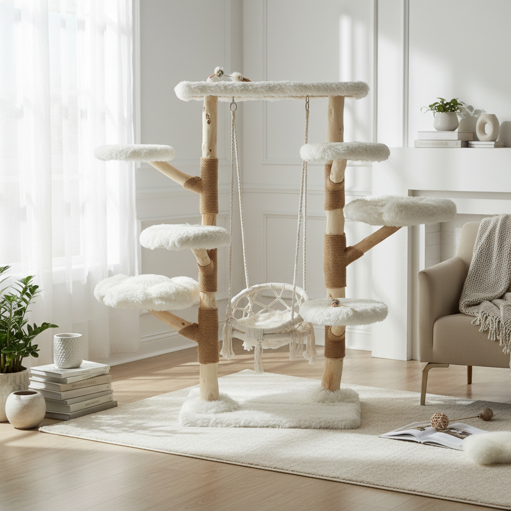 Meraki Home, Ansamblu pentru Pisici, Realizat din Ramuri Naturale, SWING NEST