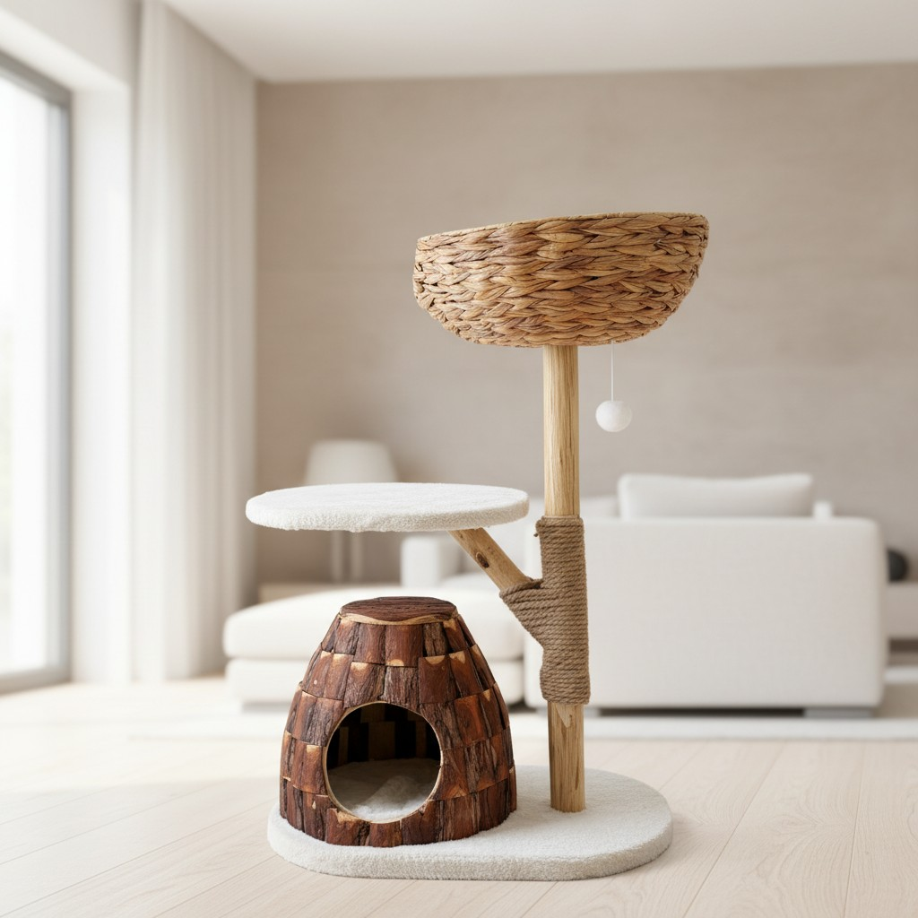 Meraki Home, Ansamblu pentru Pisici, Inspirat din Natura, TREE BARK NEST
