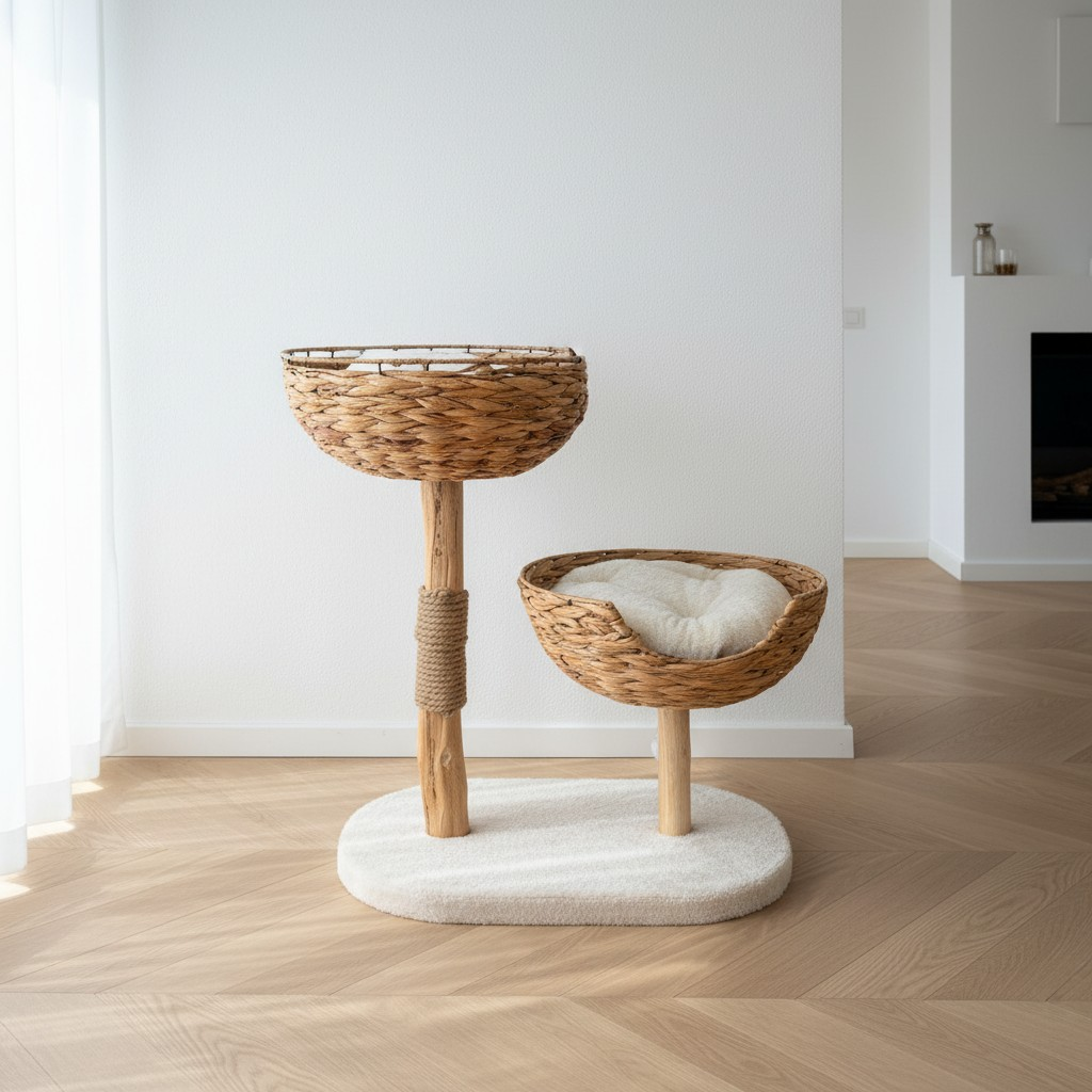 Meraki Home, Ansamblu pentru Pisici, Realizat din Ramuri Naturale, WOVEN NEST DUO