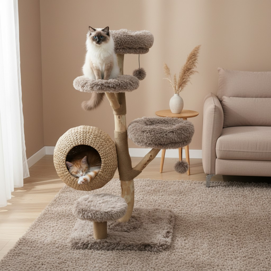 Meraki Home, Ansamblu pentru Pisici, Realizat din Ramuri Naturale, WOODLAND COCOON