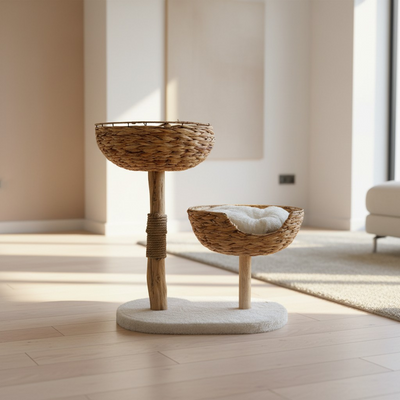 Meraki Home, Ansamblu pentru Pisici, Realizat din Ramuri Naturale, WOVEN NEST DUO