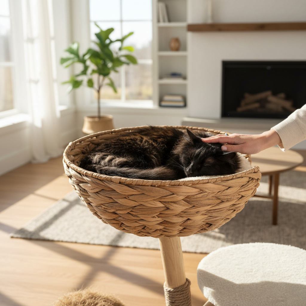 Meraki Home, Ansamblu pentru Pisici, Inspirat din Natura, NATURAL COCONUT NEST