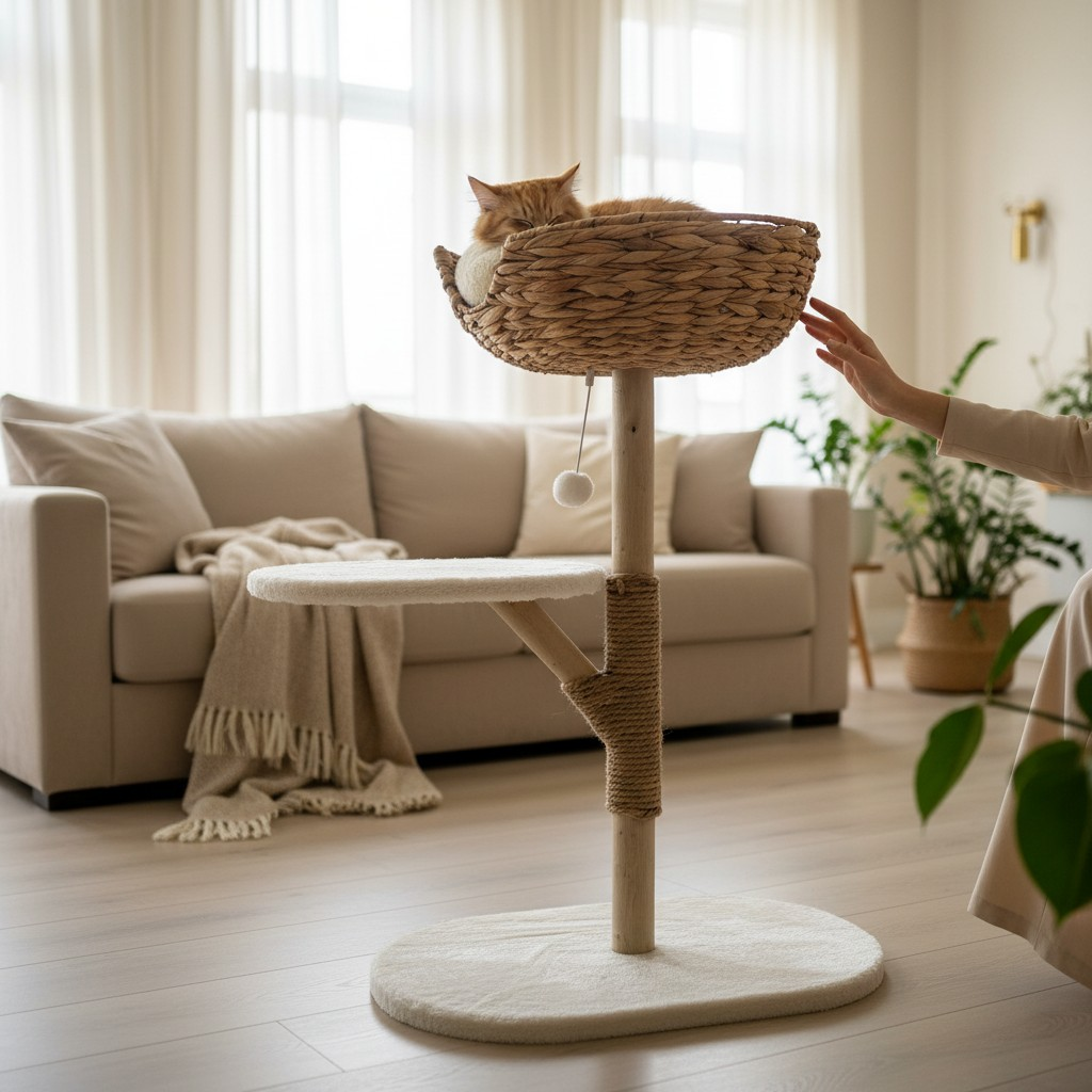 Meraki Home, Ansamblu pentru Pisici, Realizat din Ramuri Naturale, WOVEN SINGLE NEST