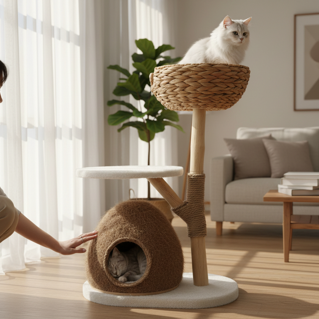 Meraki Home, Ansamblu pentru Pisici, Inspirat din Natura, NATURAL COCONUT NEST