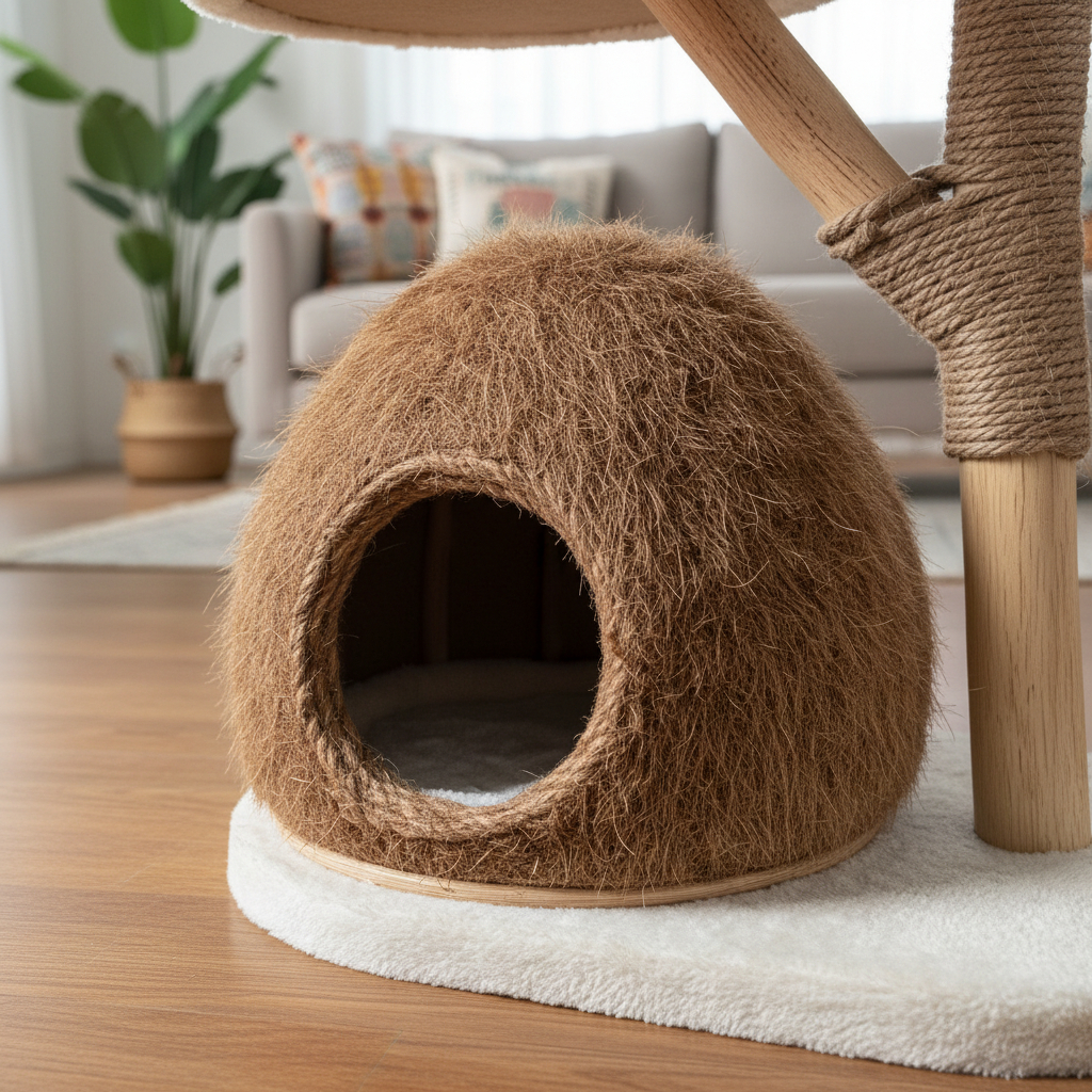 Meraki Home, Ansamblu pentru Pisici, Inspirat din Natura, NATURAL COCONUT NEST