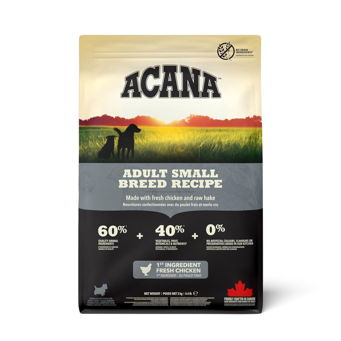 ACANA Adult Small Breed, Hrana Uscata Caine Adult Talie Mica, cu Pui, Cambula si Hering, Fara Cereale, 2kg / 6kg