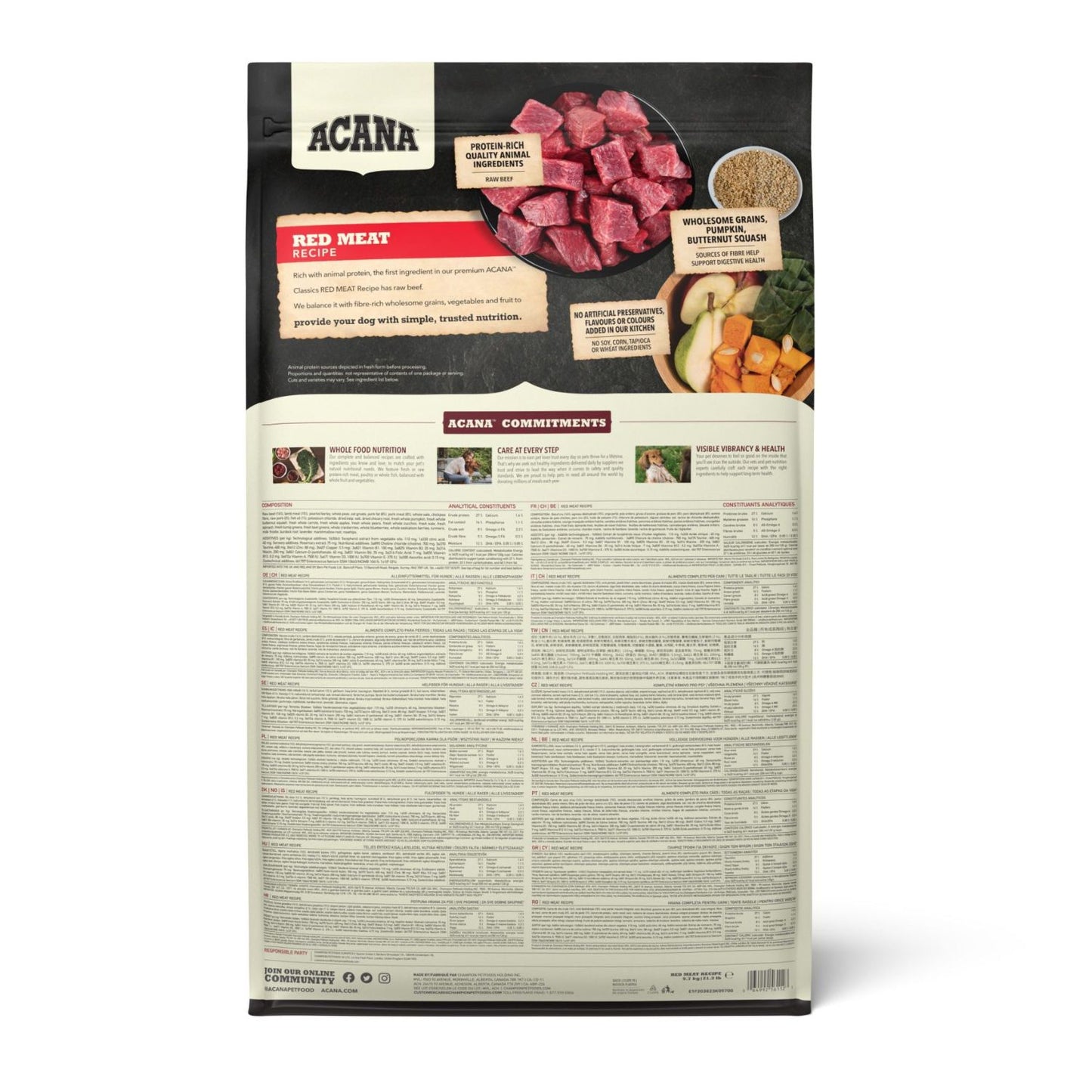 ACANA Classics Red Meat, Hrana Uscata pentru Caini de Toate Taliile si Varstele, cu Vita, Miel si Porc, 2kg / 14.5kg