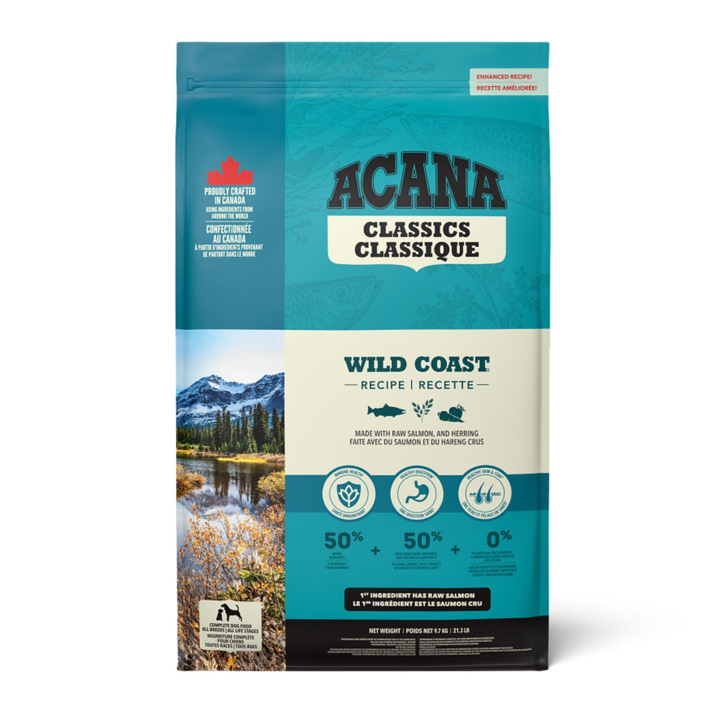 ACANA Classics Wild Coast, Hrana Uscata pentru Caini de Toate Taliile si Varstele, cu Somon si Hering, 2kg / 9.7kg / 14.5kg