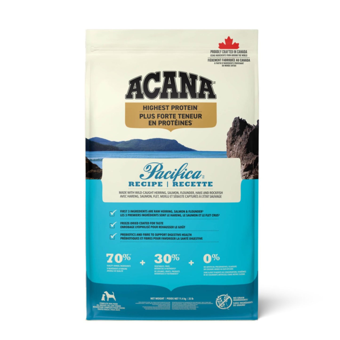 ACANA Highest Protein Pacifica, Hrana Uscata pentru Caini, cu 5 Pesti Salbatici, Toate Etapele de Viata, Fara Cereale, 2kg / 11.4kg