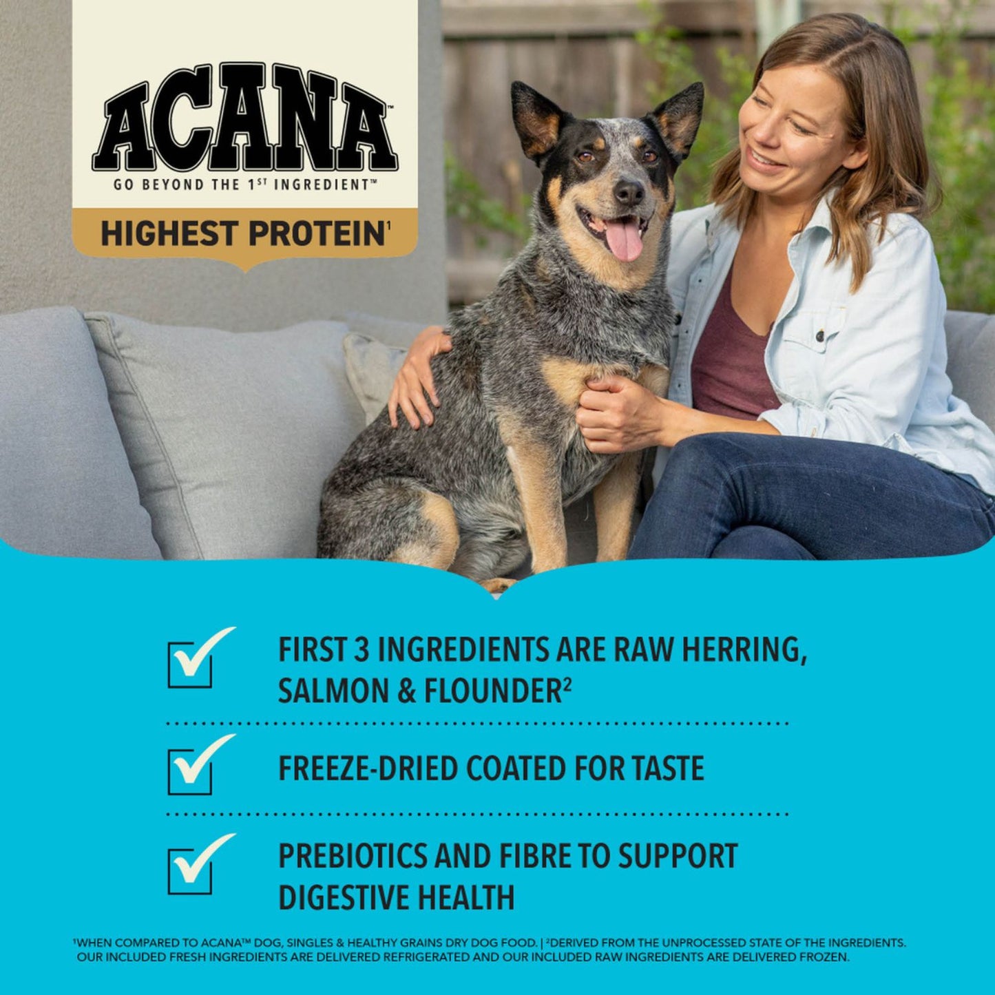 ACANA Highest Protein Pacifica, Hrana Uscata pentru Caini, cu 5 Pesti Salbatici, Toate Etapele de Viata, Fara Cereale, 2kg / 11.4kg