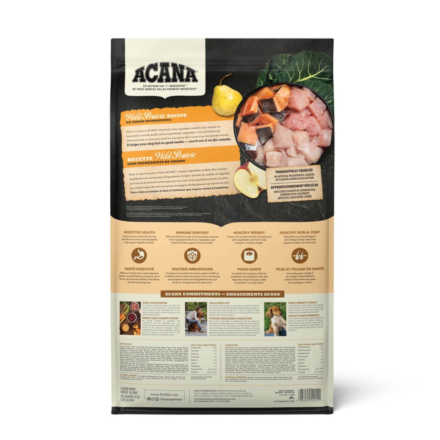 ACANA Highest Protein Wild Prairie, Hrana Uscata pentru Caini, cu Pui, Curcan si Peste, Toate Etapele de Viata, Fara Cereale, 11.4kg