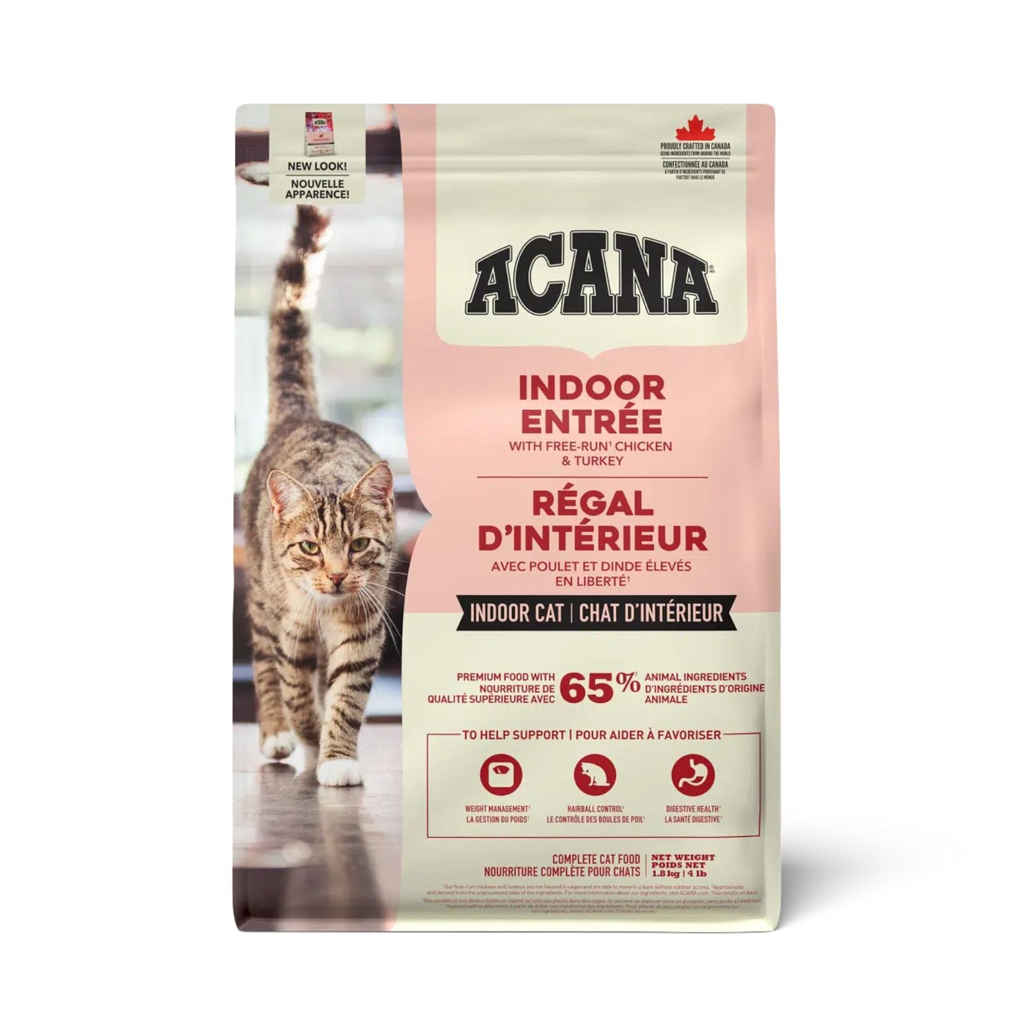 ACANA Indoor Entree, Hrana Uscata pentru Pisici de Interior, cu Pui si Hering, Controlul Greutatii si Hairball, 1.8kg / 4.5 kg