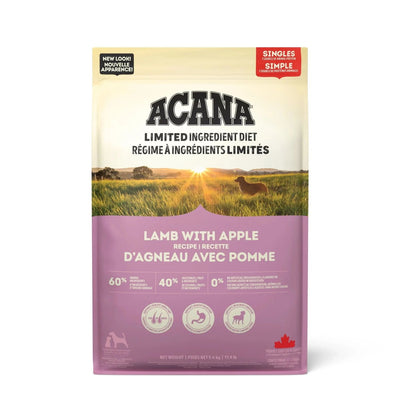 ACANA Singles Grass-Fed Lamb, Hrana Uscata pentru Caini Monoprotein, cu Miel si Mere, Toate Etapele de Viata, Fara Cereale, 2kg / 11.4kg / 17kg