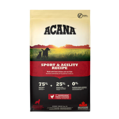 ACANA Sport & Agility, Hrana Uscata pentru Caini Activi Adult, Toate Rasele, cu Pui, Curcan si Peste, Fara Cereale 11.4kg
