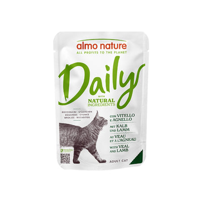 ALMO NATURE Daily, Hrana Umeda pentru Pisici, cu Vitel si Miel, Plic, 70g