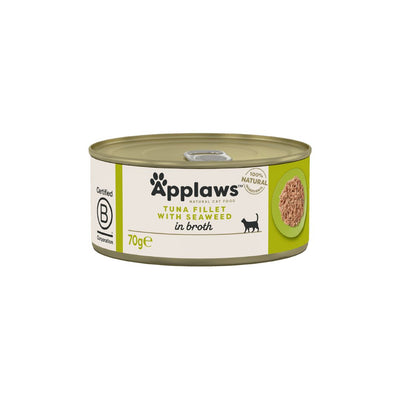 APPLAWS Conserva, Hrana Umeda pentru Pisici, Adult, cu File de Ton cu Alge Marine, 100% Natural, 70g / 156g