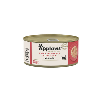 APPLAWS Conserva, Hrana Umeda pentru Pisici, Adult, cu Piept de Pui si Rata, 100% Natural, 70g / 156g