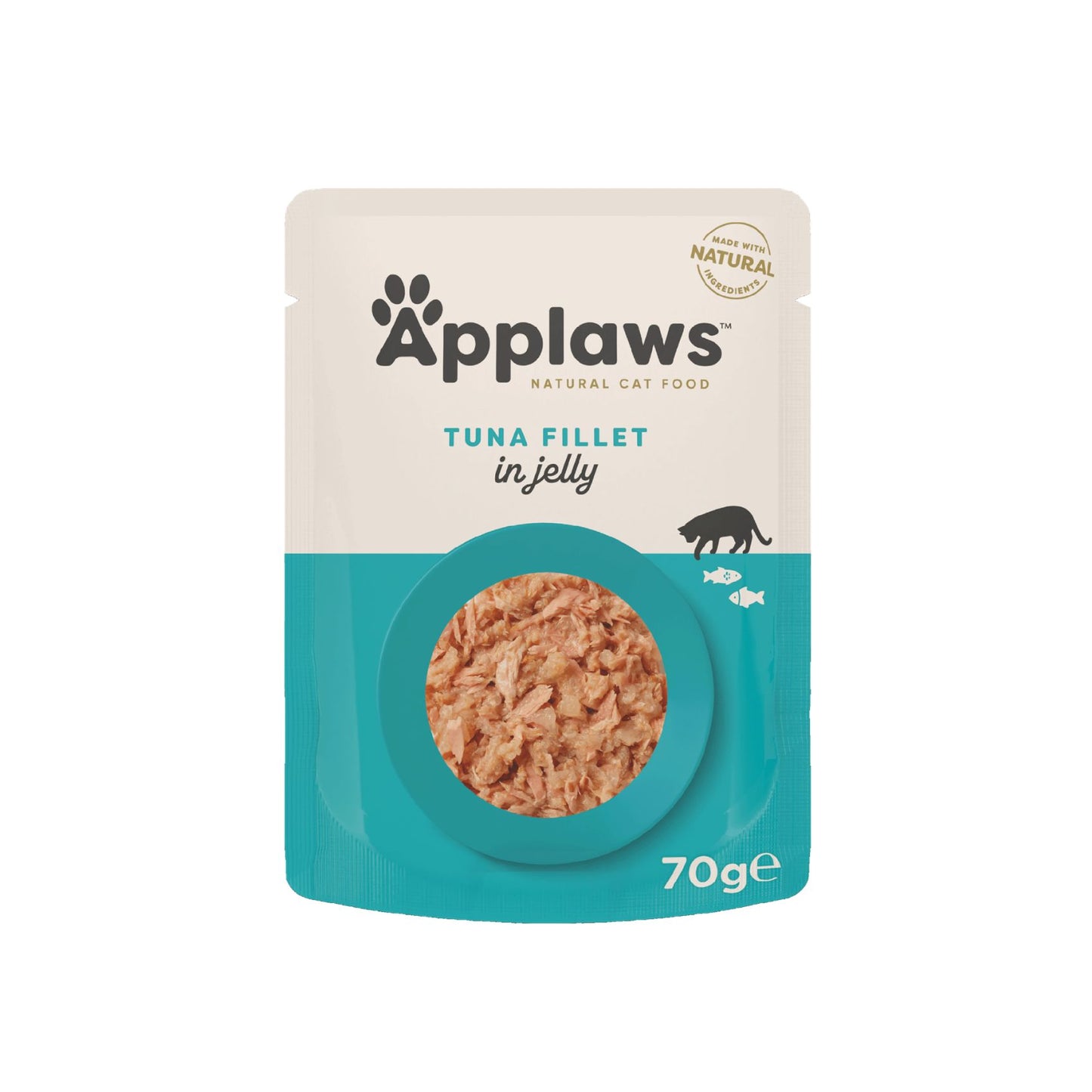APPLAWS Plic, Hrana Umeda Complementara pentru Pisici Adulte, cu File de Ton in Gelatina, 100% Natural, 70g